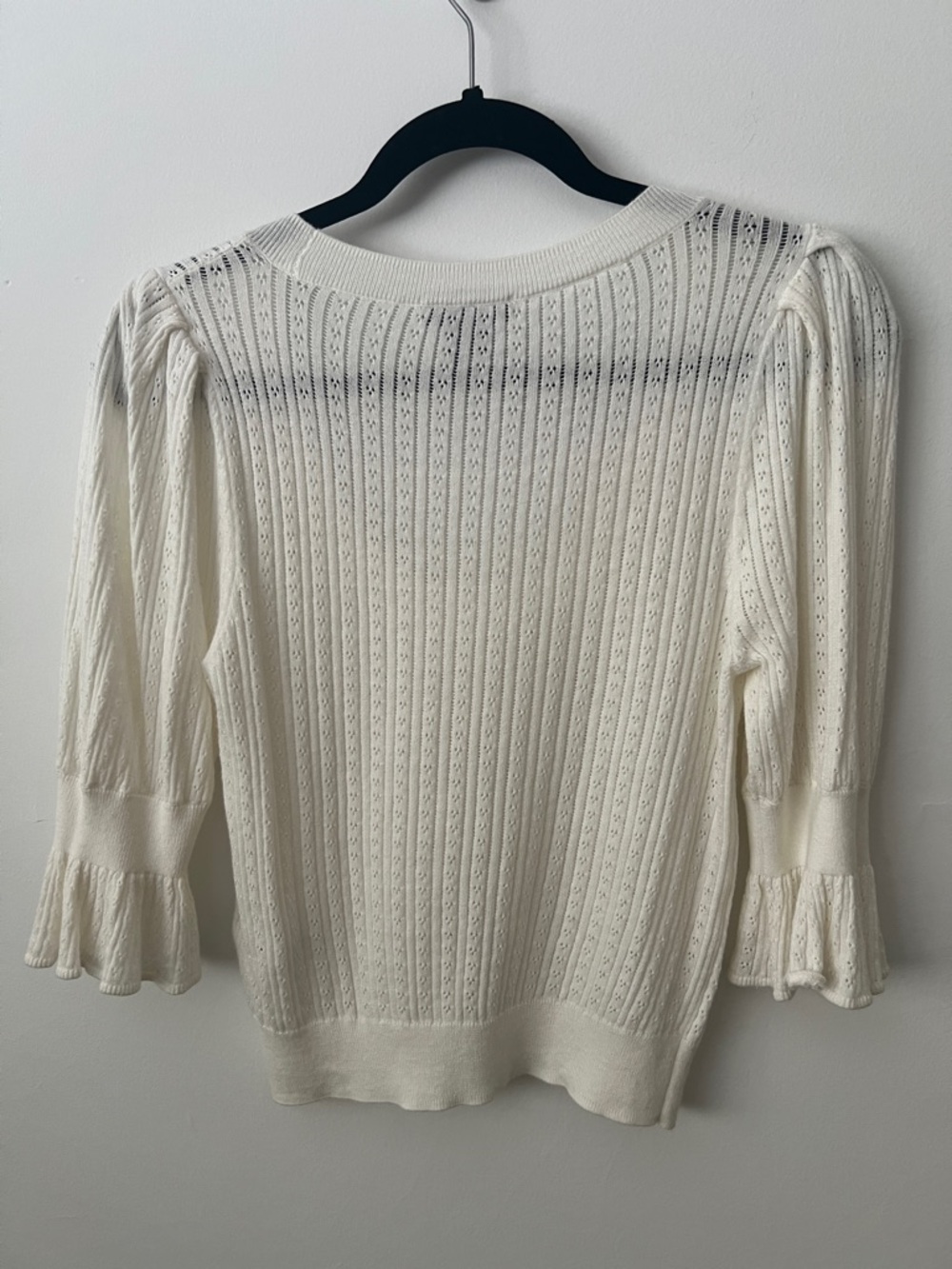 PAIGE Ivory Eyelet Knit Scoop Neck Top - Picture 4 of 5